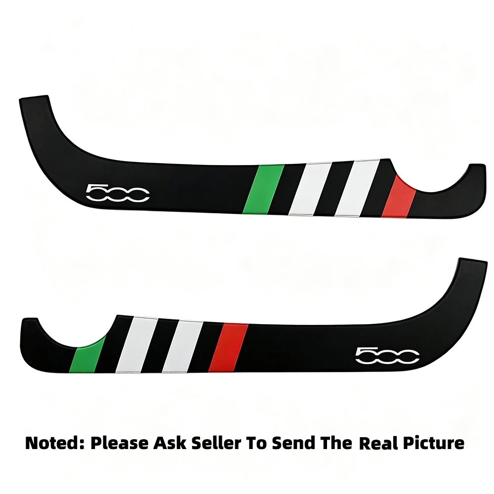 For Fiat 500 Abarth 595 695 Car Door Sill Scuff Kick Pads PU Leather Protector 2pcs Italian Flag 75th Anniversary