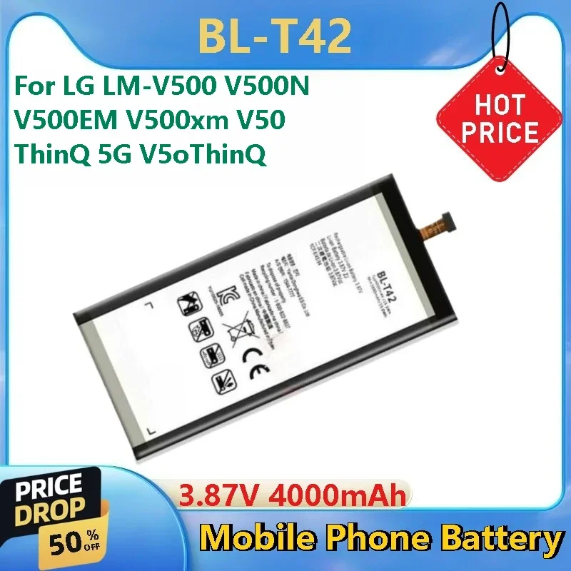 BL-T42 3.87V 4000mAh 고품질 새 교체용 휴대폰 배터리 (LG ThinQ 5G V50ThinQ LM-V500 V500N V500EM V500xm V50 용)