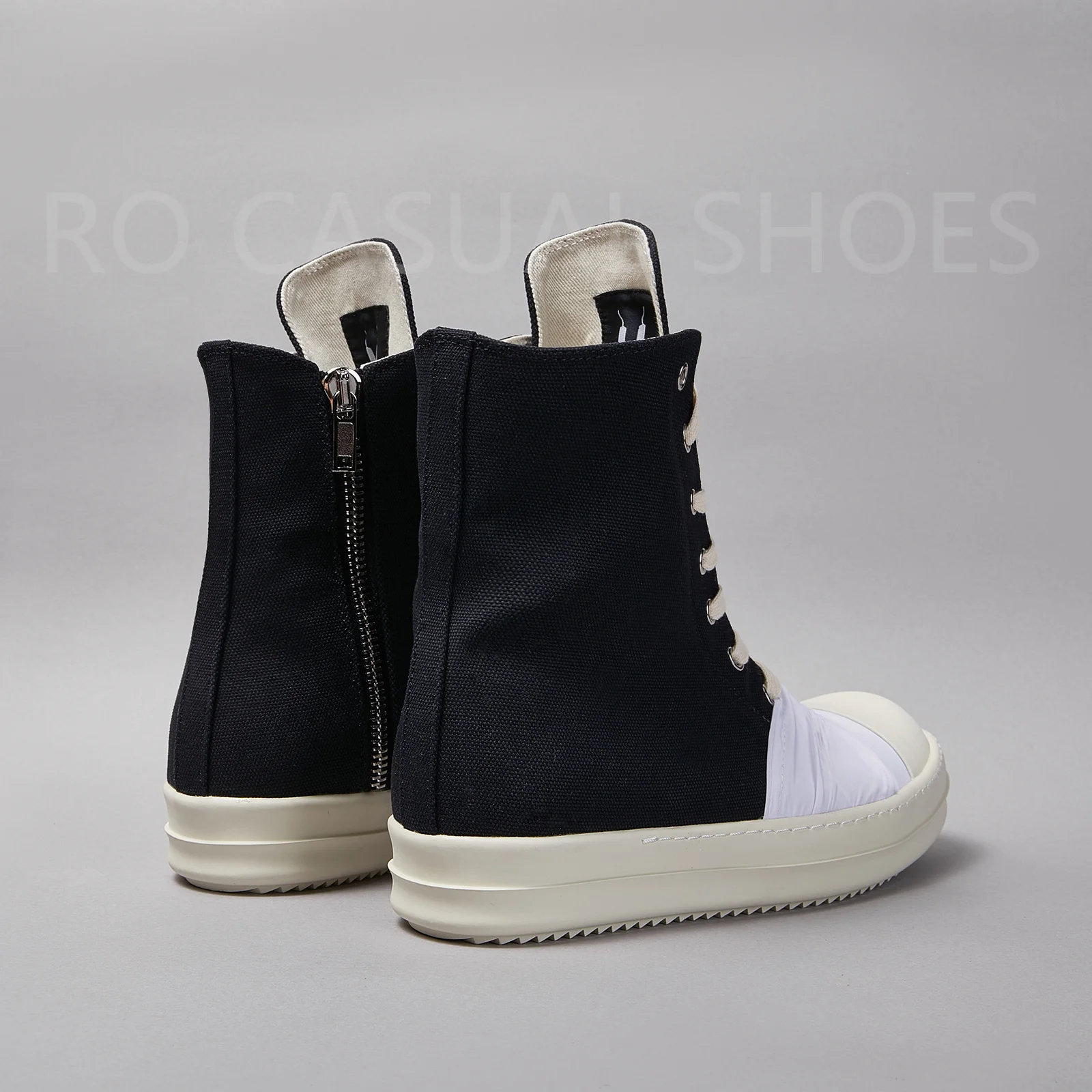 Ricks Outdor Luxury Pleated Black Canvas High Top Quality Owens Men Shoe Lace Up Women Sneaker Casual Owens Design boots & Shoes