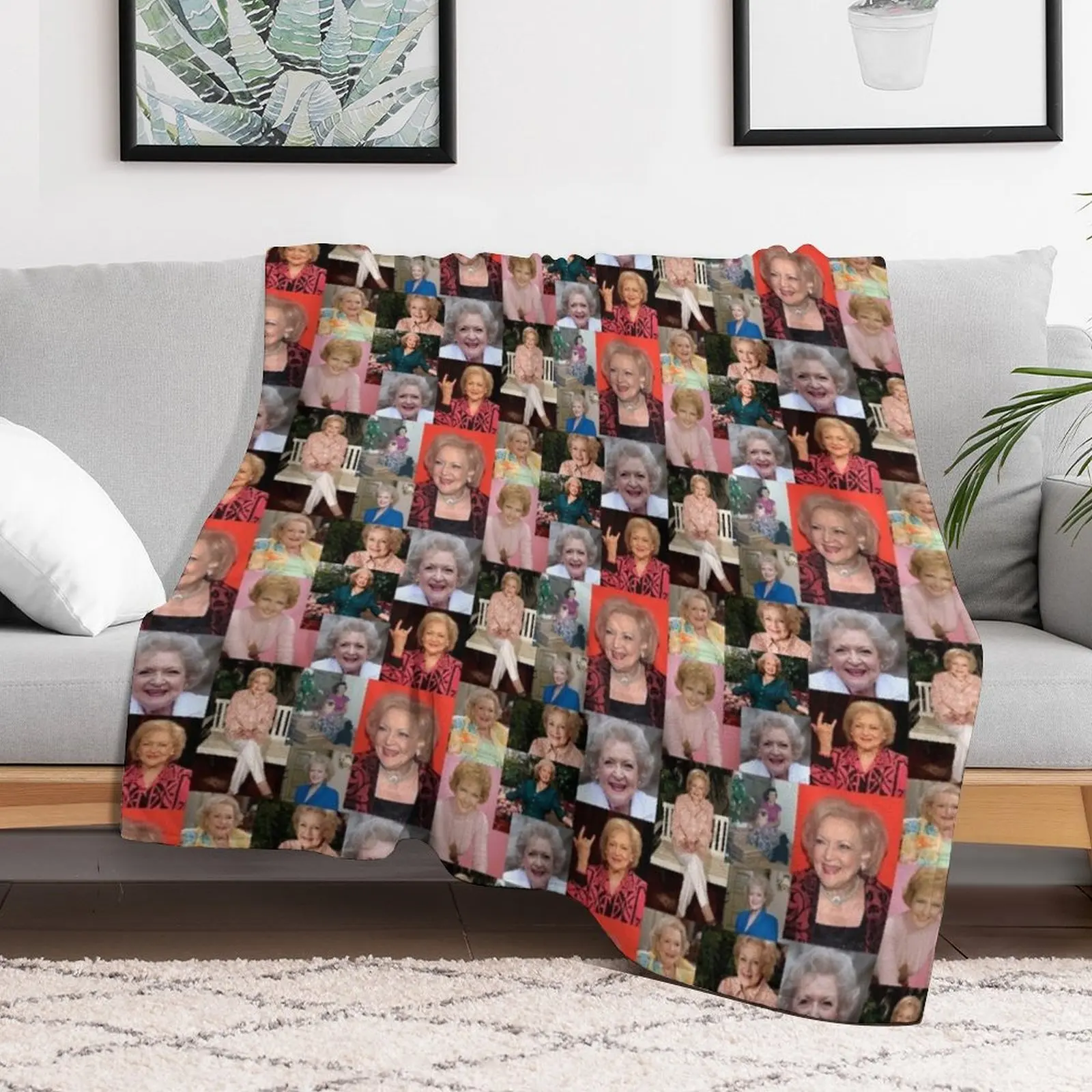 betty white Throw Blanket Hair For Decorative Sofa Plaid on the sofa Blankets