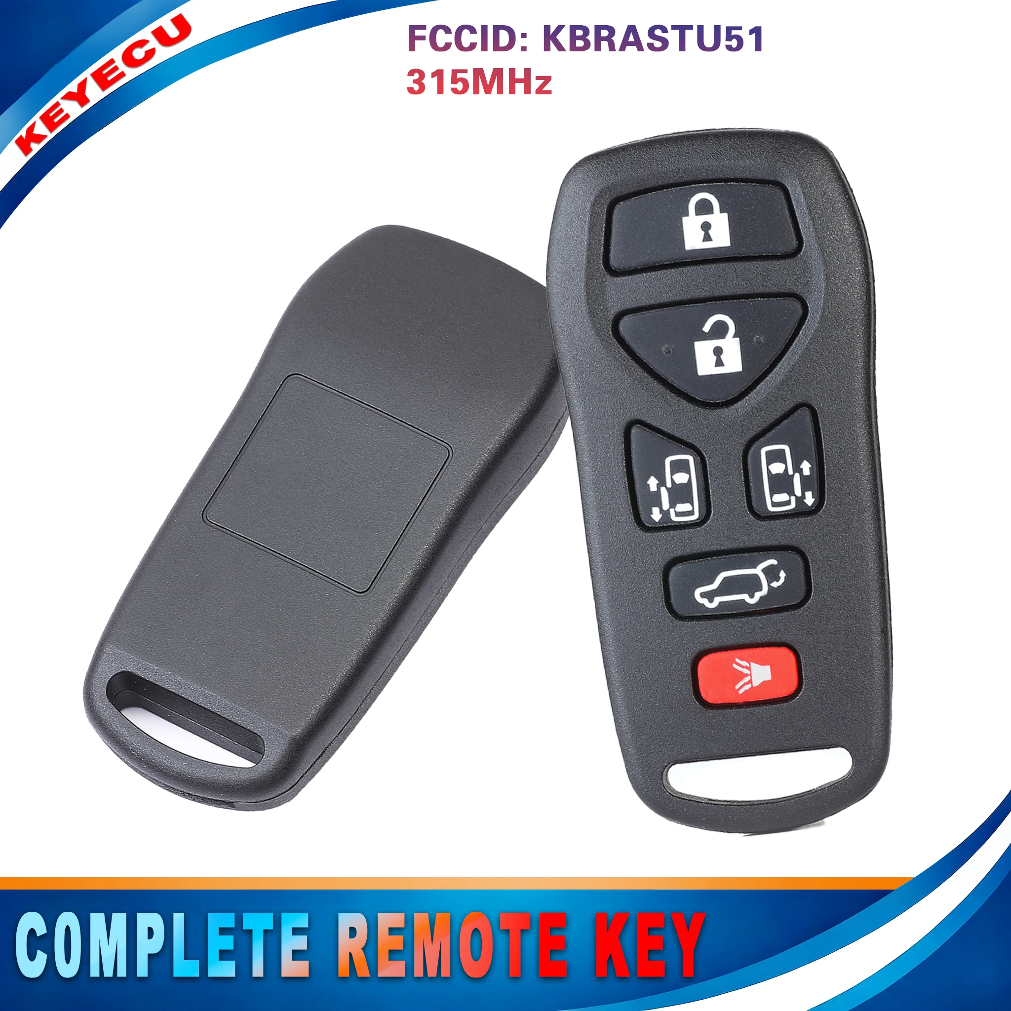 KEYECU for Nissan Quest 2004 2005 2006 2007 2008 2009 Remote Key Fob Keyless Entry 6 Button KBRASTU51 315MHz