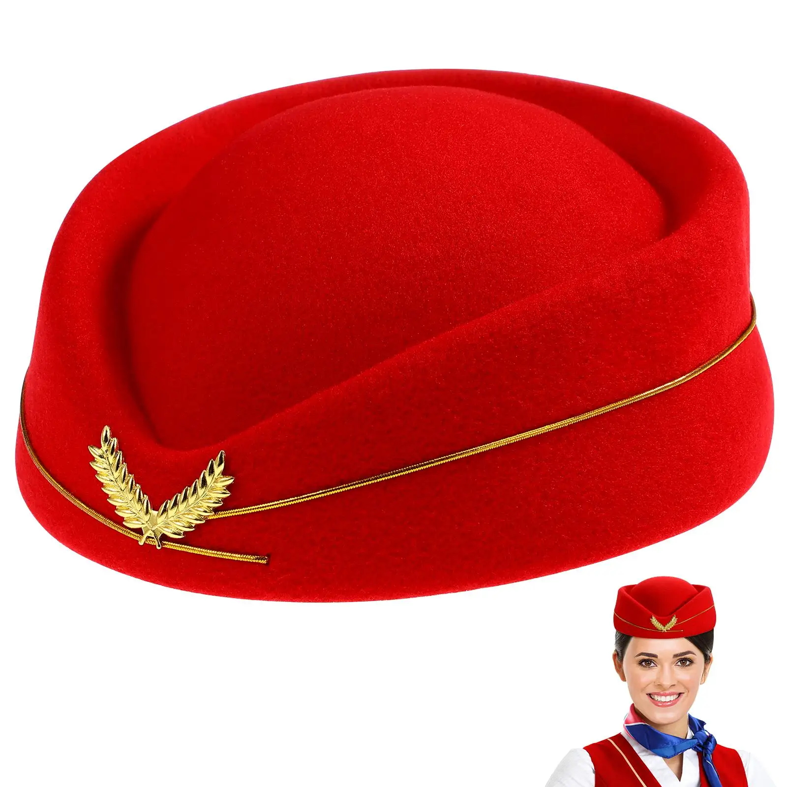

Flight Attendant Hat Women Masquerade Accessories Stage Performance Lightweight Comfortable One Size Fits Most Soft Material