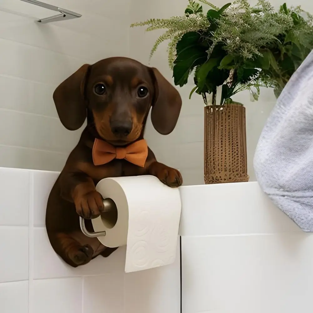 Resin Dog Toilet Paper Holder Cute Animal Design Storage Dispenser Kitchen Tissue Dispenser Functional Decor Wall Mounted