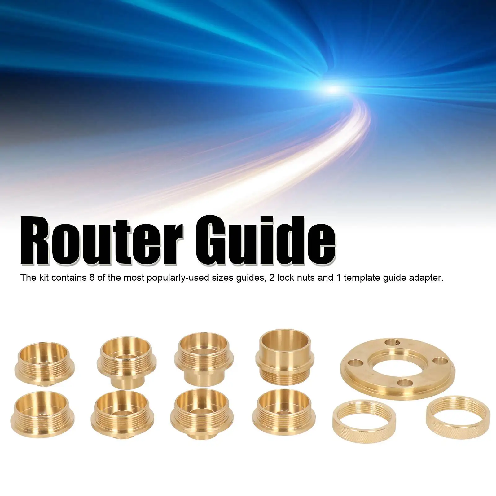 Template Guide Bushing Kit 11Pcs/Set Brass Template Router Guides Kit with Lock Nut Adapter Router Accessory