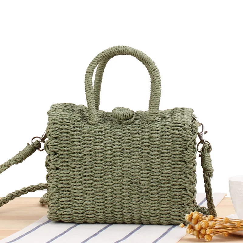 Summer Straw Beach Bag Handmade Handbag Women Shoulder Bags Rattan Beach Bags Bohemian Woven Crossbody Basket Tote sac