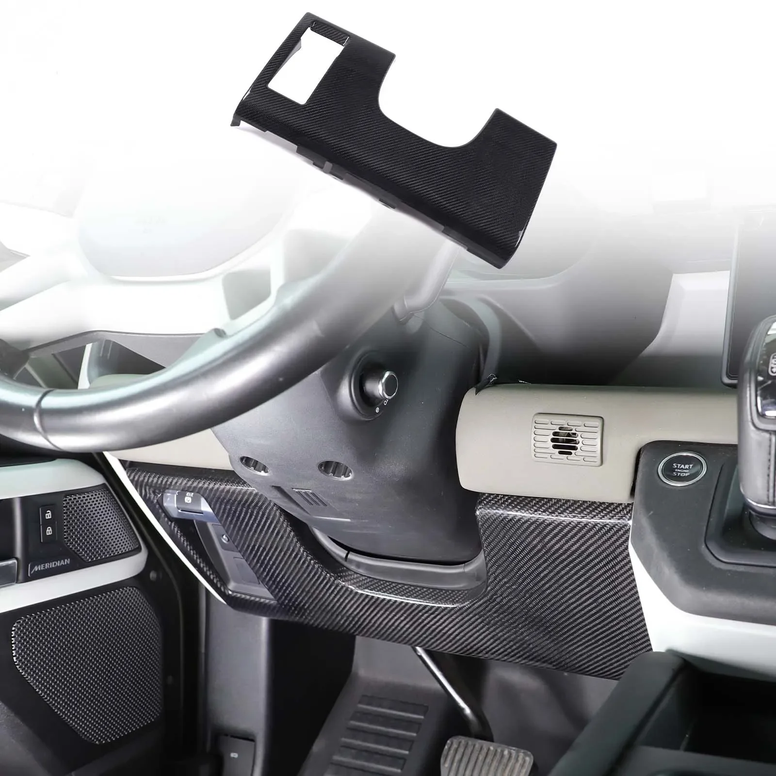 1Pcs Real Carbon Fiber For Land Rover Defender 90 110 130 2020-2025+Car steering wheel under guard panel sticker Car accessories