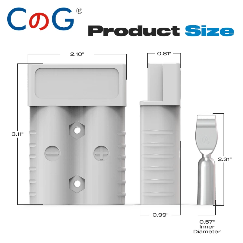 CG 2/4 PCS 175A Gray Connector 1/0AWG 12-36V Battery Quick Connector Disconnect Wire Plug Kit for Cable RV Truck Winch