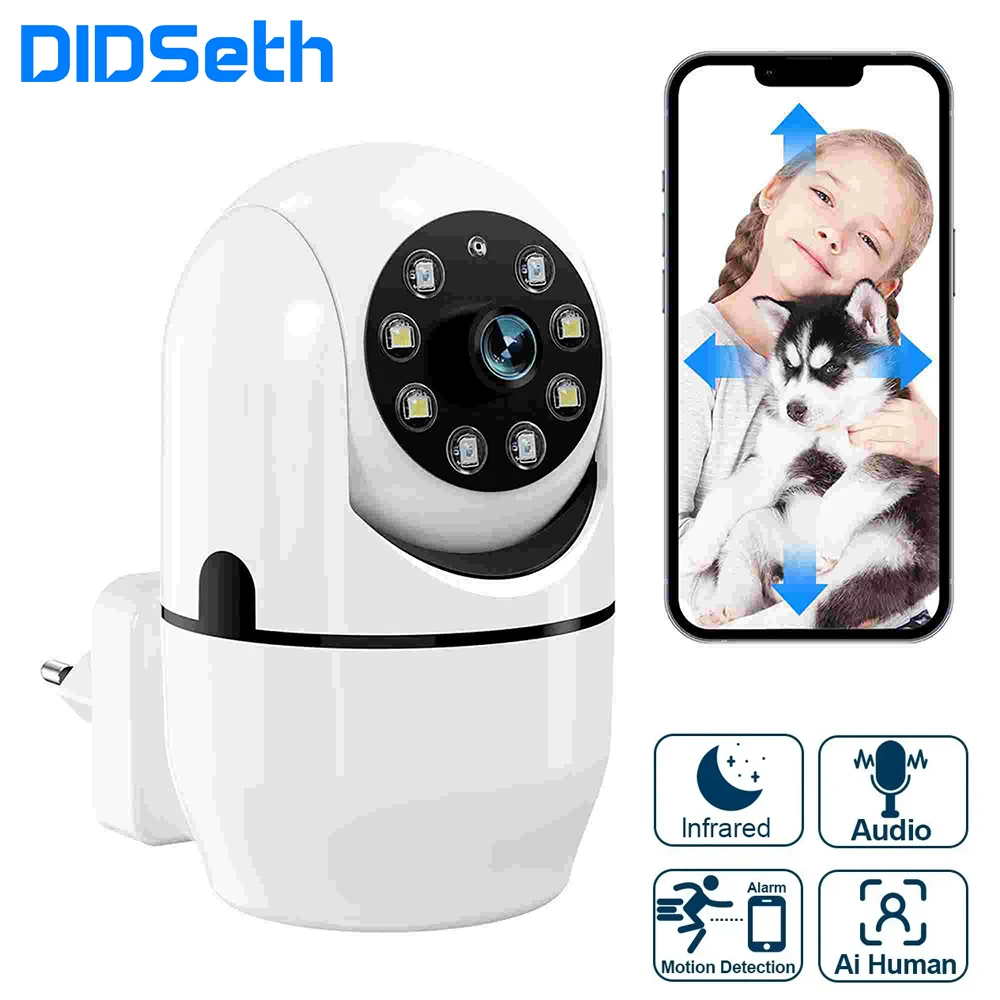 DIDSeth 2MP PTZ EU Plug IP Camera 2 Way Audio Socket WIFI Surveillance Security Wireless Intdoor ICSEE / TUYA Cctv Mini Camera