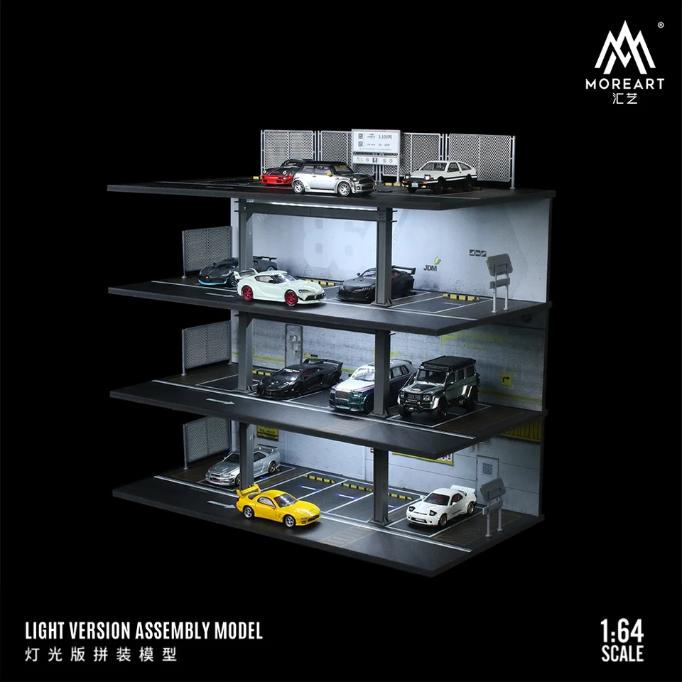 ジオラマ 1/64 【1901 GARAGE】 Diorama 1:64 Car Garage Model LED Lighting Japanese Car Parking