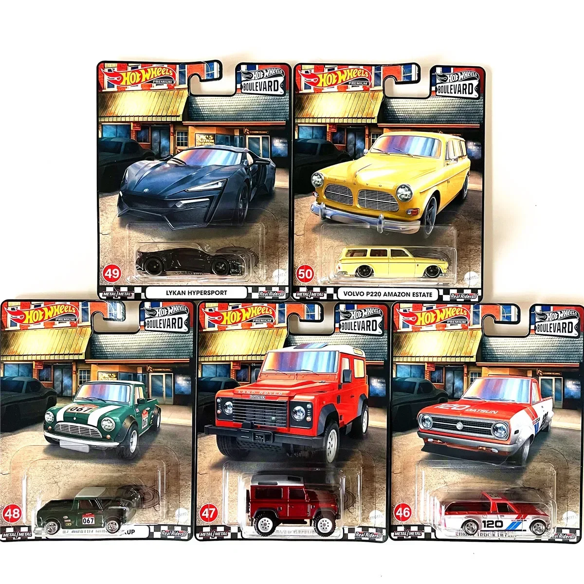 Free Shipping 5 Pack Hot Wheels Premium 1/64 Boulevard Real Riders Diecasts & Toy Vehicles Hotwheels Miniatures Cars Hoteelws