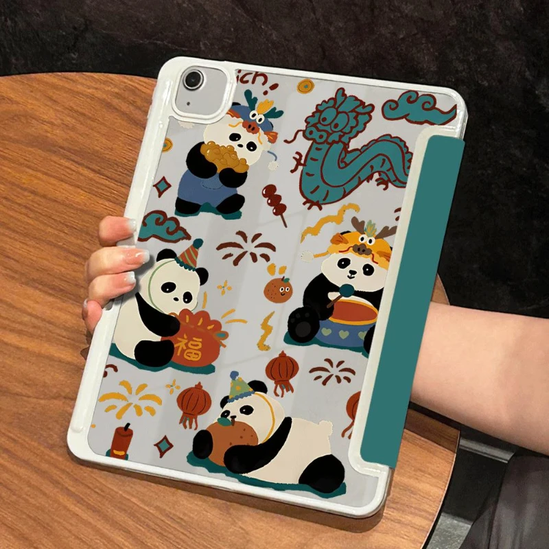 PU Acrylic Cover Drumming Panda for IPad 5th Generation 9.7 Inch 10.2 7th 8th 9th Gen Pro 11 2nd 3rd 4th Air 5th 4th 10th Funda