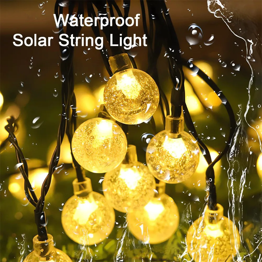 Solar String Lights Outdoor 22M 200 LEDS Crystal Globe Lights with 8 Lighting Modes Waterproof Solar Powered Outdoor Lights 401