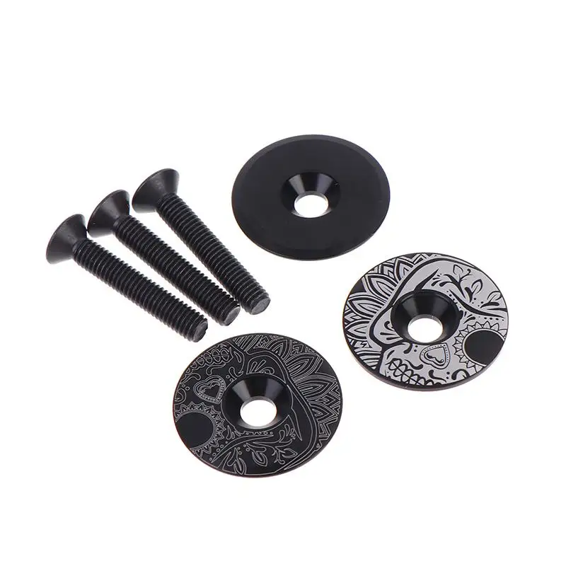 Corrosion Resistant Aluminum Bike Stem Cover with Screw Precision Machined Bicycle Front Fork Top Cap for Daily Bike Maintenance