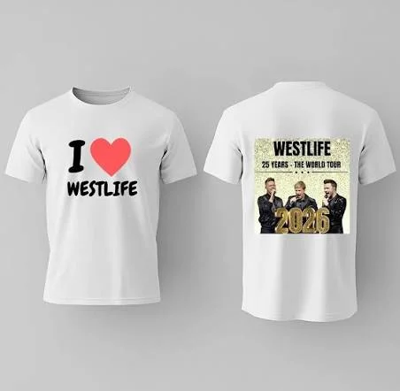 2026 Westlife 25 The Anniversary Tour Summer Men's and Women's Pure Cotton T-shirt Comfortable, Breathable, High Quality Ins Y2k
