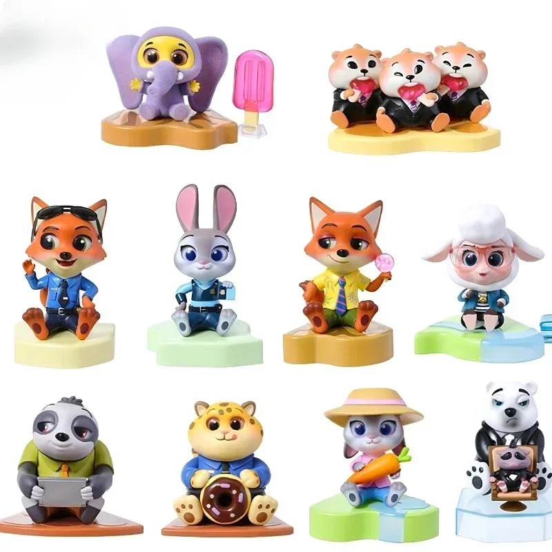 MINISO Zootopia Just Sit in The Series صندوق أعمى جودي هوبس نيك مجموعة ديكور سطح المكتب الحلي هدايا عيد ميلاد الأطفال