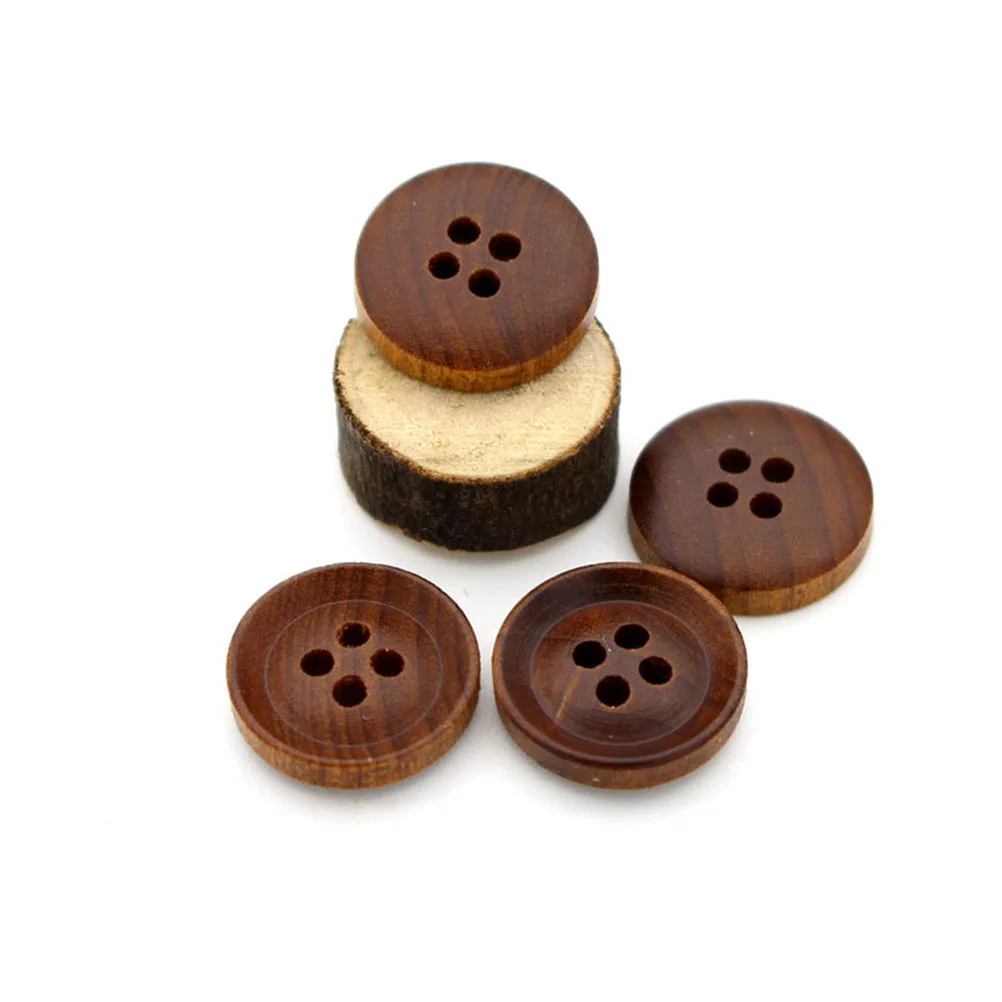 

10pcs Wooden Buttons Craft Sewing Bamboo Clothing Accessories DIY Projects Scrapbook Card Making Handmade Crafts
