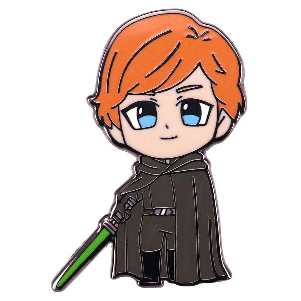 Chibi Luke Skywalkker Badge Cute Cartoon Sci-Fi Movie Character Enamel Pin