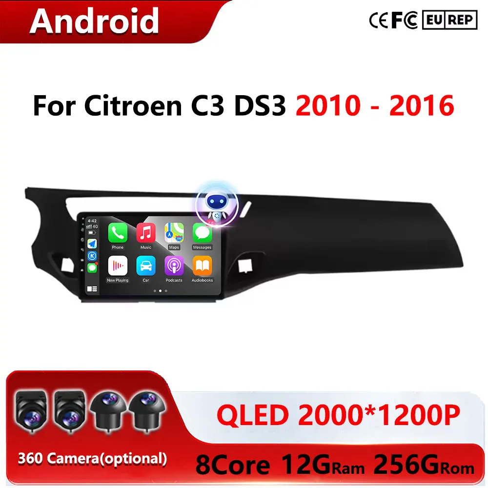 

Player WiFi BT GPS Navigation DSP Stereo Android Auto Carplay For Citroen C3 DS3 2010 - 2016 Car Radio Video Multimedia