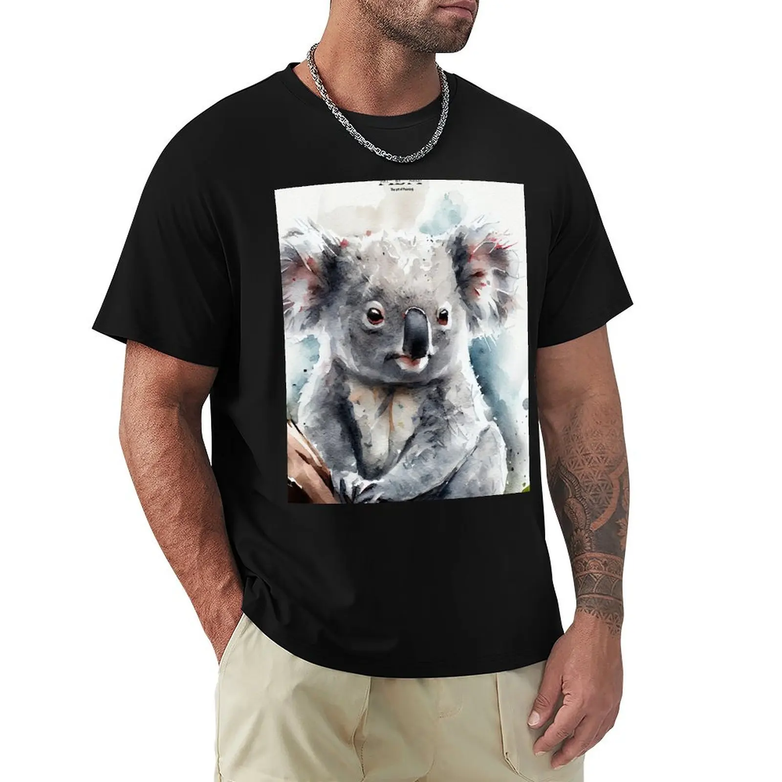 Australian terrestrial mammals Koala - Watercolor Paint T-Shirt Vintage Print Crew Neck Tee