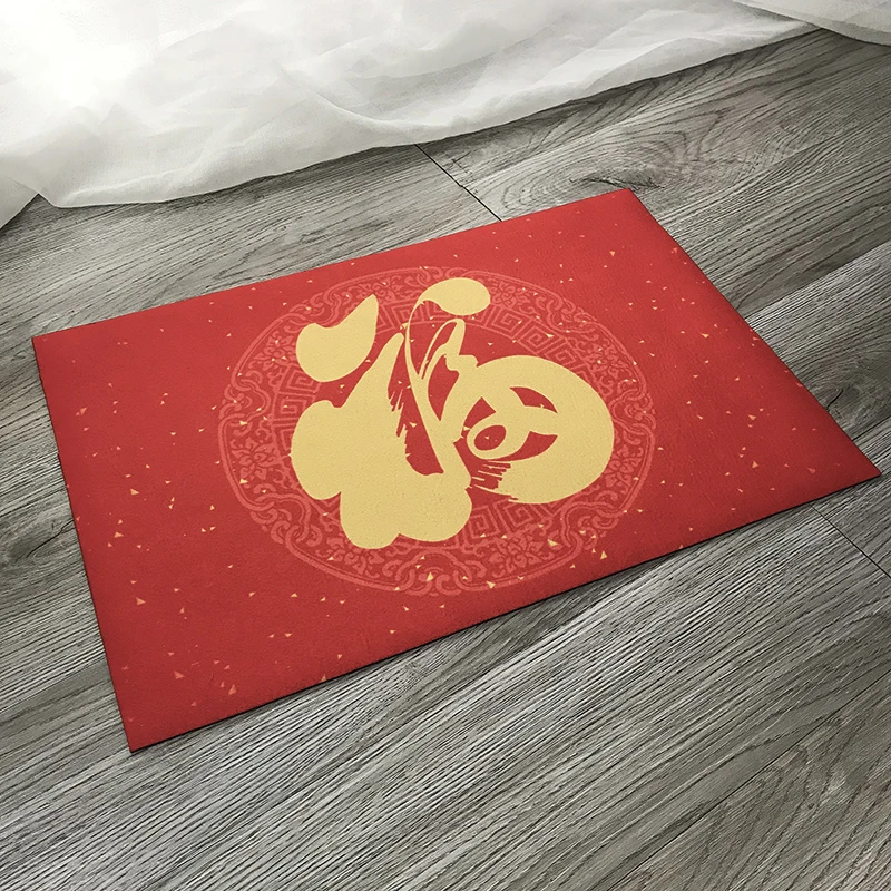 

New Year Celebration Chinese Sle Entrance Mat Anti-Slip Batoom Bedroom Door Mat Happin Characteristic Floor Carpet