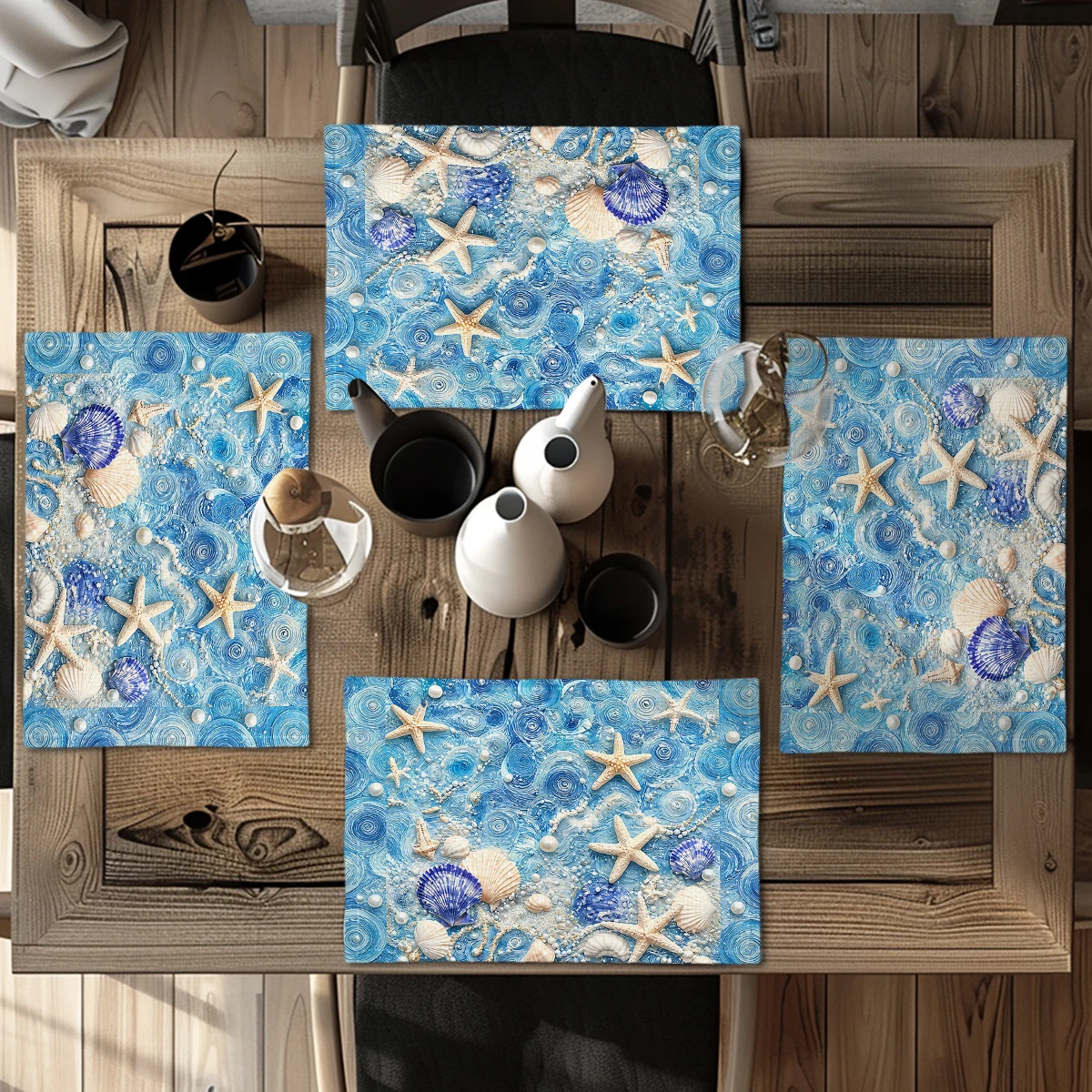 Marble Pattern Polyester Placemats & Coasters - Stylish Table Linens for Dining Table, Elegant Home & Restaurant Table Decor