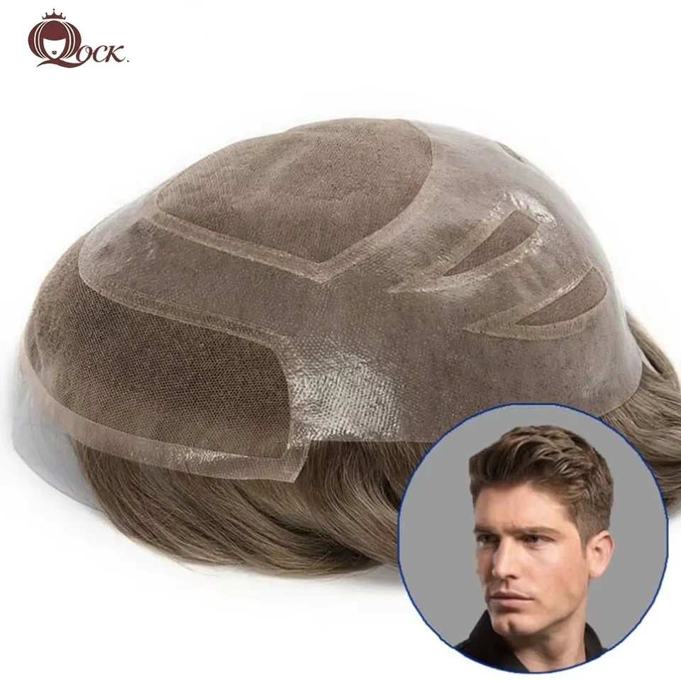 نظام استبدال الشعر البشري للرجال OCK مقاس 8 × 10 بوصة - دانتيل فرنسي مسامي مع قاعدة من الدانتيل + PU #1