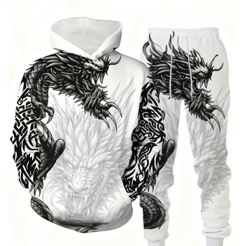 ชุดเซ็ตเสื้อฮู้ดและกางเกงลายมั...