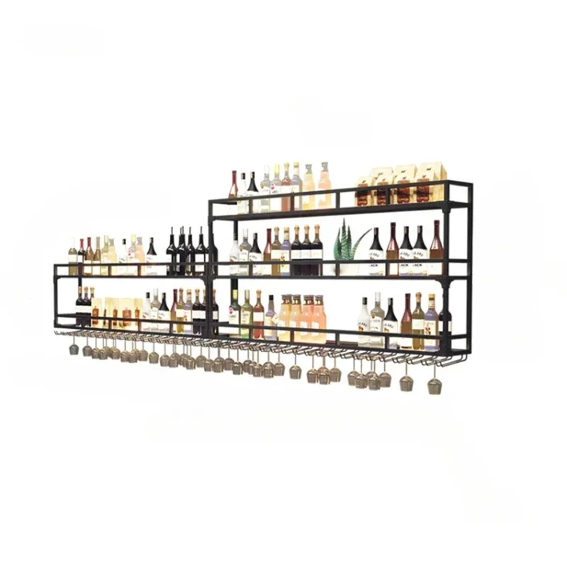 고급 북유럽 예술 와인 랙 바 벽걸이 진열장 조명 럭셔리 창의적 홈 배경 벽 장식 와인