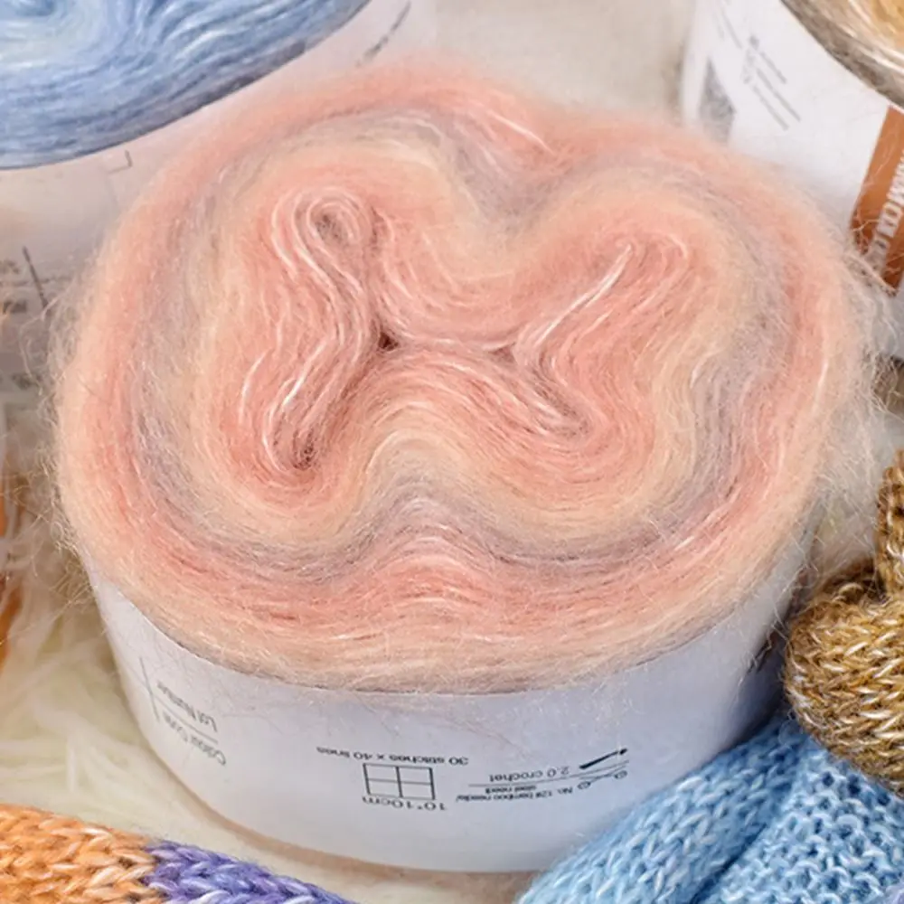 250M Soft Spring/Summer Rainbow Mohair Yarn Crochet Skirt Lace Gradient Color Cake Yarn Organic Cotton Blend Yarn DIY