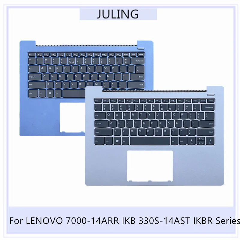 For LENOVO 7000-14ARR IKB 330S-14AST IKBR Silver Blue Laptop Palmrest Upper Cover with US Version Keyboard without Touchpad