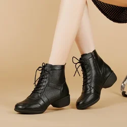 Women's adult leather dance shoes, professional jazz dance shoes, outdoor rubber sole square dance shoes, women's boots