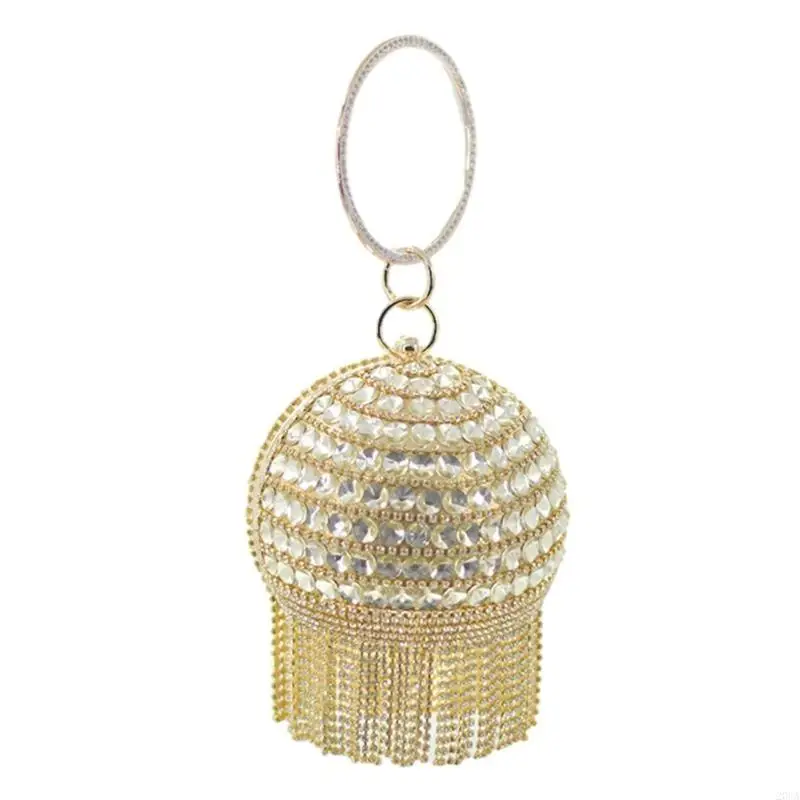 

Ball Evening Clutch Bag Handbag Rings Handle Crystal Purse Evening Bag 20CA