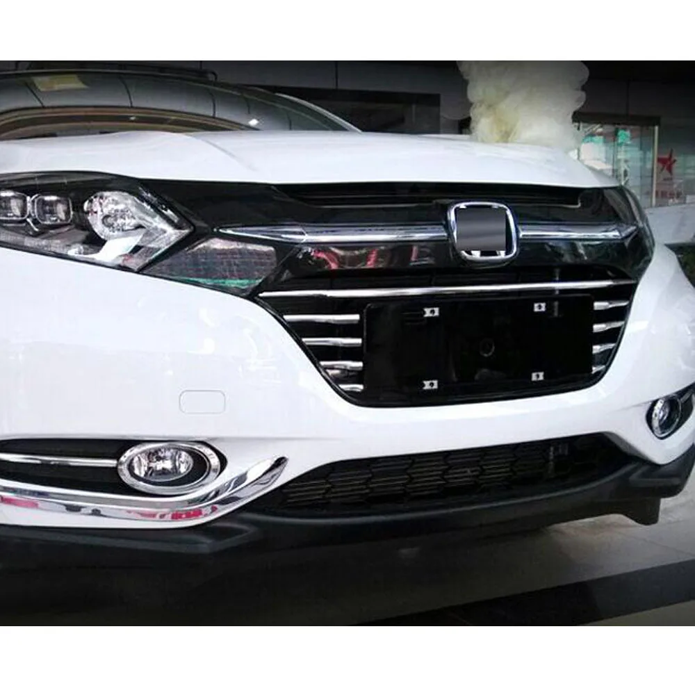 Car Body Protection Detector ABS Chrome Trim Front Up Grid Grill Grille Around For Honda HR-V HRV Vezel 2014 2015 2016 2017 2018