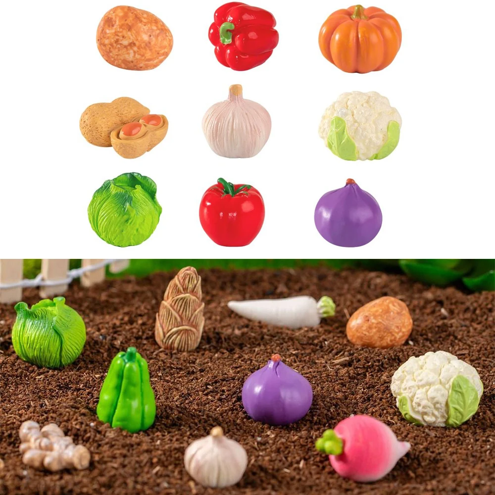

Cute Vegetable Figurines Miniatures Mini Resin Crafts Simulation Vegetable Basket Handicrafts DIY Vegetable Model