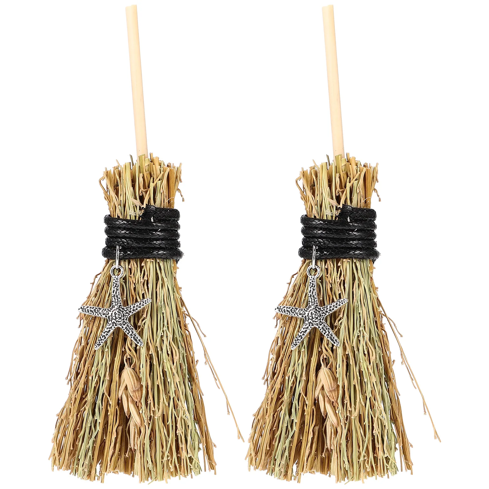 

2Pcs Broom Pendants Halloween Decorations Charm Crafts Party Supplies Photo Props Home Ornament Halloween Broom