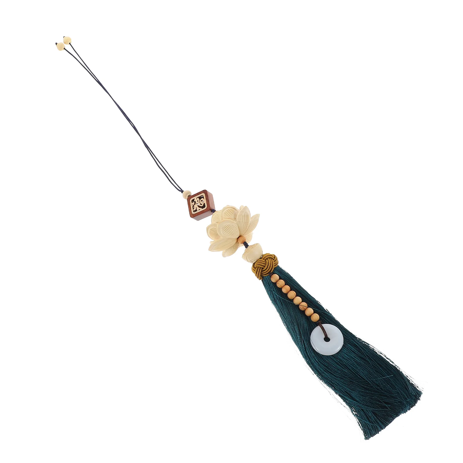 

Lotus Shaped Rearview Mirror Pendant Car Hanging Decor Car Interior Pendant with Tassel Wooden Carved Lotus Ornament Rearview