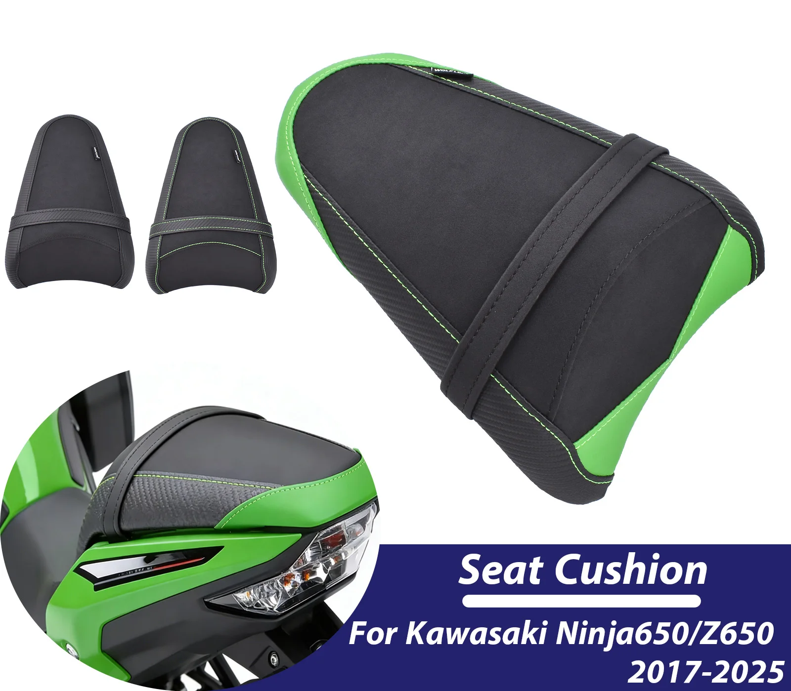 

For Kawasaki Ninja650 Z650 2017-2025 2024 Ninja Z 650 Motorcycle Seat Rider Rear Passenger Solo Seat Cushion Pad Accessories
