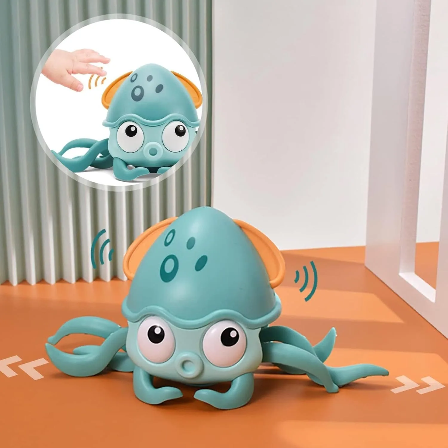 Krabbelndes Oktopus-Spielzeug, enthellendes Oktopus-Hundespielzeug für Haustiere mit Musik und Lichtern, USB-Ladedesign, Geschenke für Hunde und Babys, Mädchen