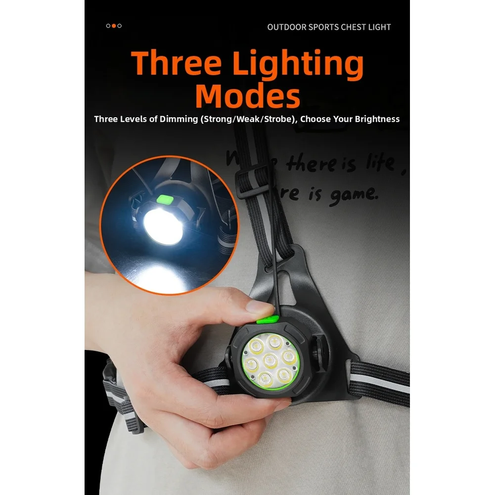 

For Outdoor Enthusiasts LED Chest Light Outdoor Sports Headlamp Running Cycling Hiking Camping USB 2 Colors