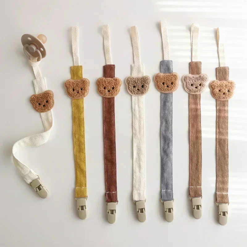 

New Fabric Cute Bear Baby Pacifier Chain Cartoon Knot Clip Tying Rope Anti Fall Chain Strap Toy Pacifier Chain