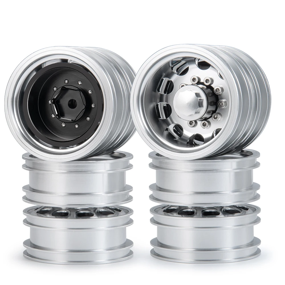 AXSPEED Aluminium Voor Achter Velg Hubs voor 1/14 Tamiya Truck Tractor Trailer Cargo Autobanden Upgrade Onderdelen