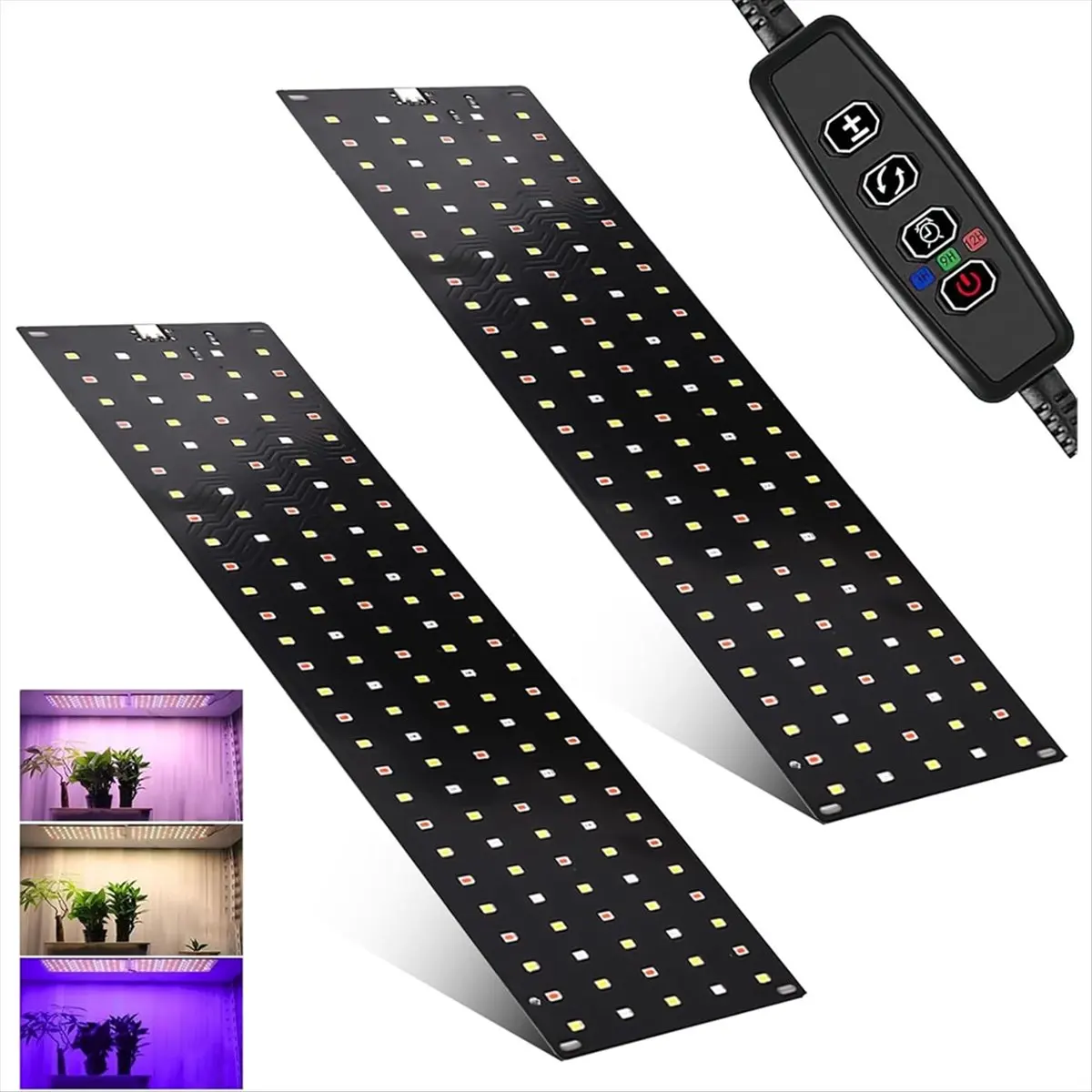 (ABAB) 2 Plant Lamp LED Full Spectrum with 3 Light Modes, Plant Light for Indoor Plants, Grow Light with Timer EU Plug