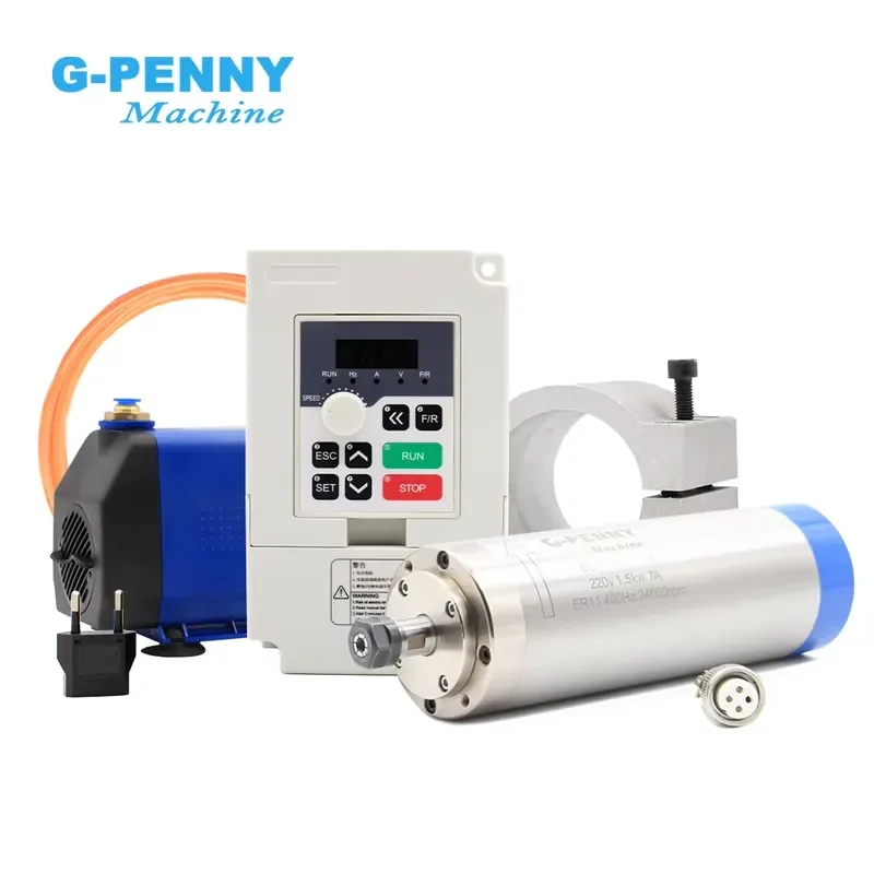 

G-penny 1.5KW ER11 110v/220v Water Cooled Spindle 65mm Bracket,1.5kw Inverter,75w Water Pump Spindle Motor Kit