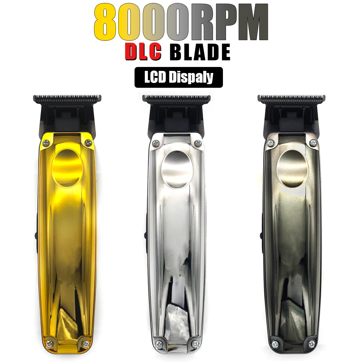 Professional Beard Trimmer for Men with DLC Blade T-Blade Zero Gapped 8000RPM 5W Cordless Hair Trimmer Machine Finishing Machine