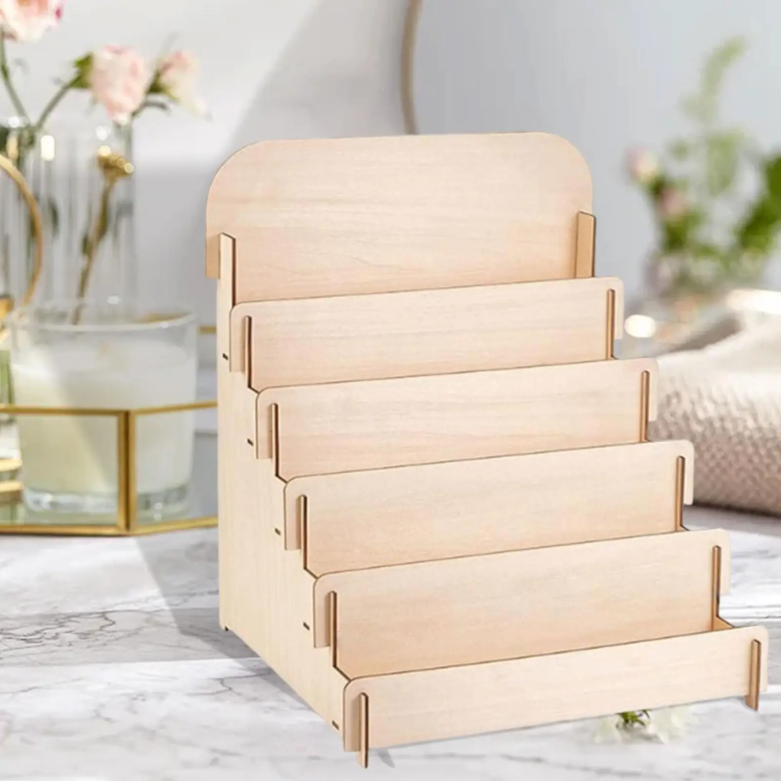 Card Display Stand Desktop Storage Rack Wood Shelf Business Card Holder for Postcards Photo Brochure Holder Table Cosmetics