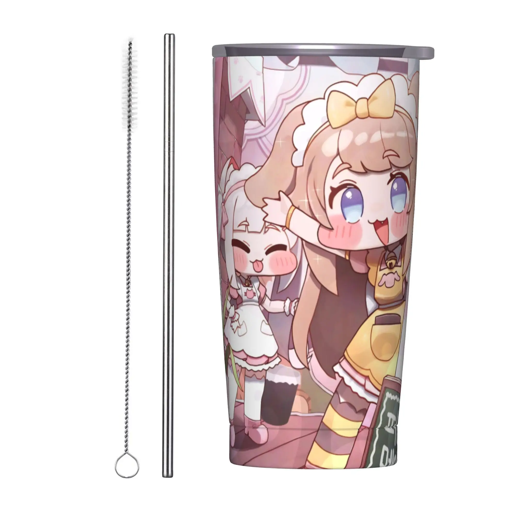 Trickcal C-Chibi Go Games Insulated Tumbler with Lid  Vacuum Coffee Mugs Double Wall Car Bottle Cups 20oz