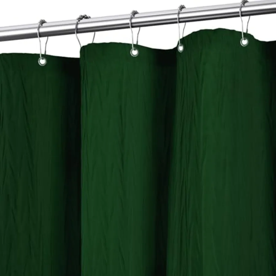 

Dark Green Crumpled Shower Curtain Textured Heavy Duty 156GSM Fabric Hotel Luxury Bathroom Decorative Waterproof Curtian 72x72