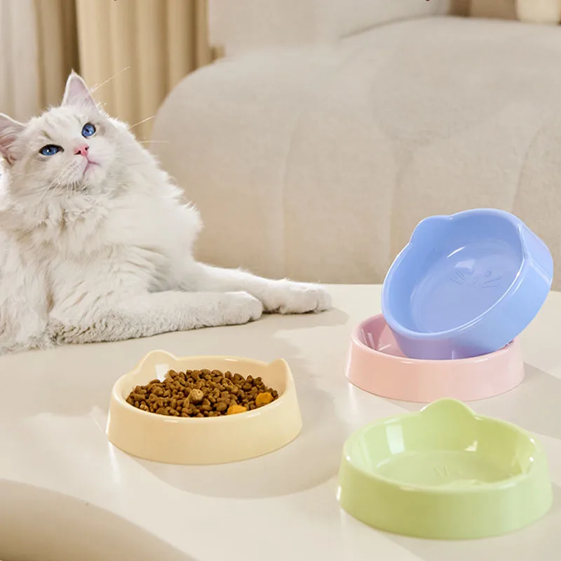 Cat Ear Shape Pet Single Bowl, Cute Cat Food Water Feeder Bowl, Anti-Slip Pet Feeding Dish for Kitten Puppy Small Dogs, Durable