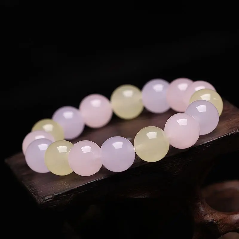 

Браслет из натурального нефрита, круглый, с одной петлей, с бусинами, студенческий браслет, модный, универсальный, в стиле бутик.