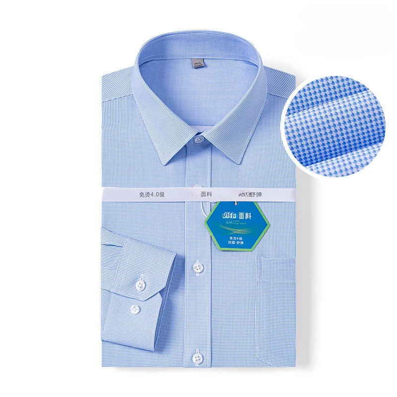 

High-end Work blue White Shirt Men Long Sleeve Soft Cozy Alginate fiber Short Sleeve men's shirts big and tall Business Casual